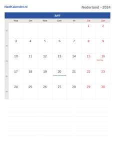 Kalender 2024 juni
