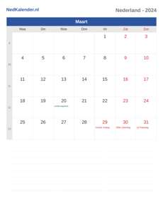 Kalender 2024 Maart