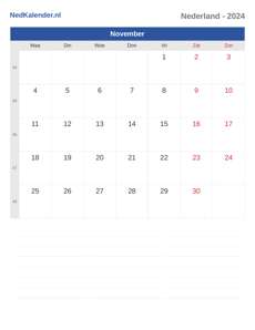 Kalender 2024 November