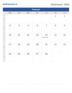 Kalender 2025 Februari