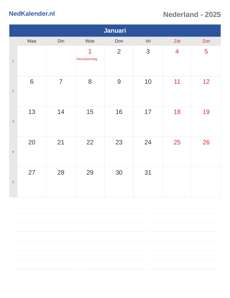 Kalender 2025 Januari