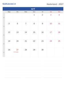 Kalender 2027 april