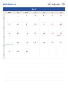 Kalender 2027 juni