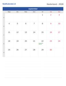Kalender 2028 september