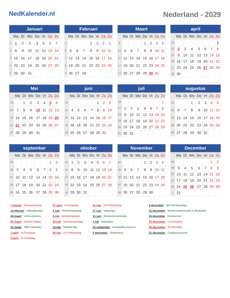 Kalender 2029